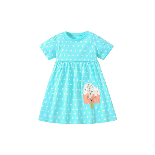 Little maven European and American cartoon print children's skirt summer new girls princess skirt short-sleeved children's dress