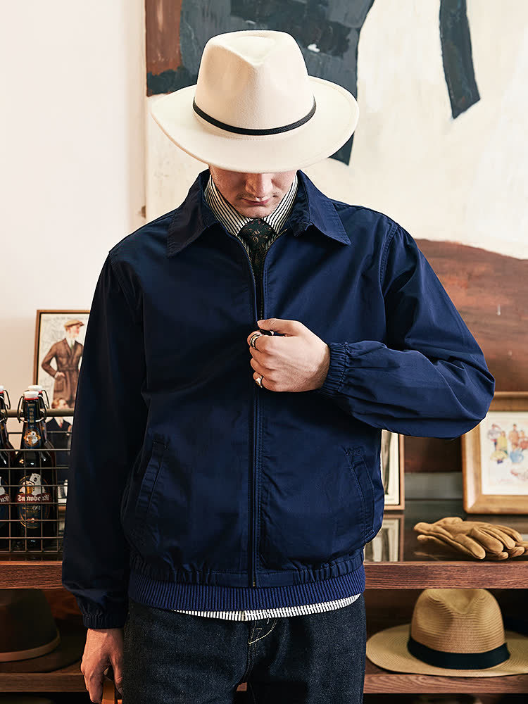 Kişi üçün retro Harrington yaxalıq pencək, boş kəsim