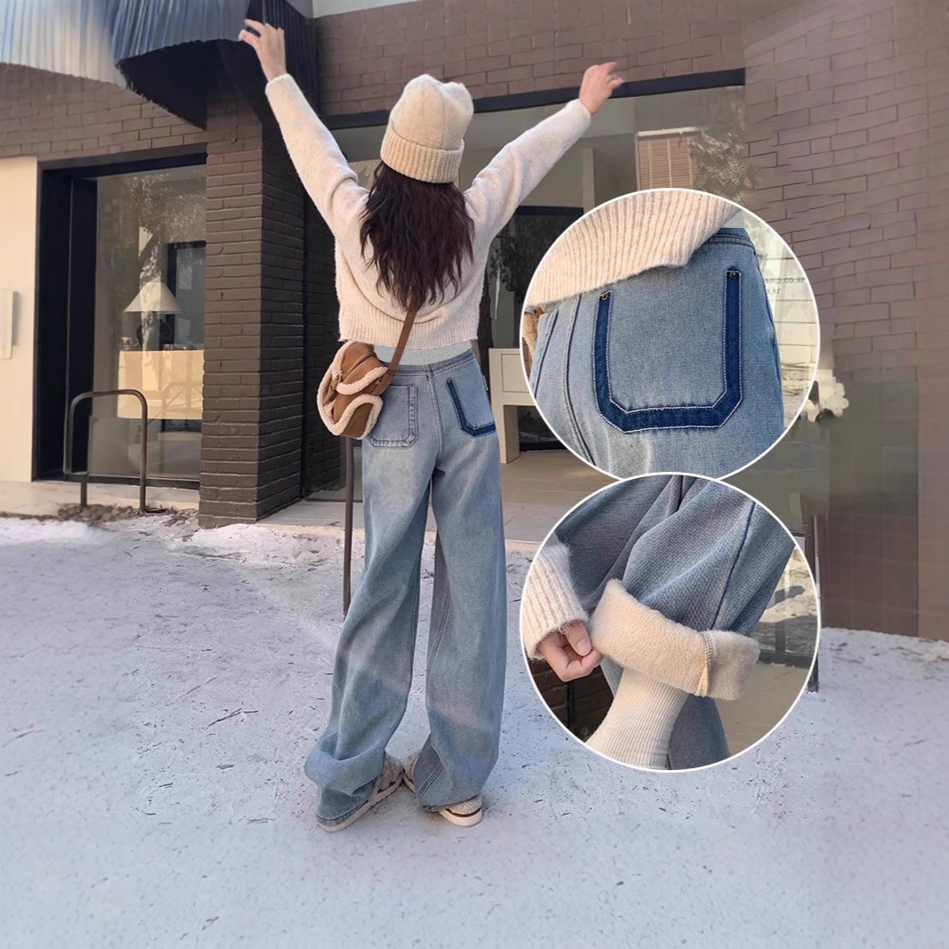 Yunshibachun New Spring and Summer Maternity Jeans Outer Wear Straight Wide Leg Pants Belly Support Pants Maternity Wear 81033