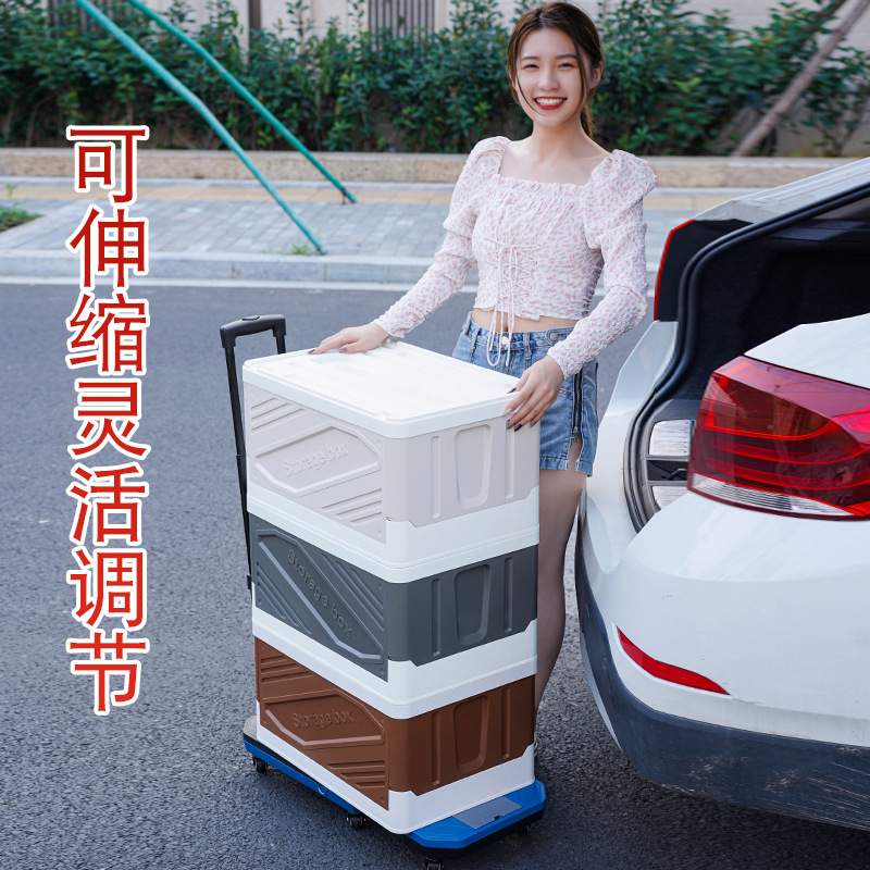 Polea de barra de tracción transfronteriza, carro pequeño plegable, carro plano de plástico con rueda universal, carro de compras para el hogar