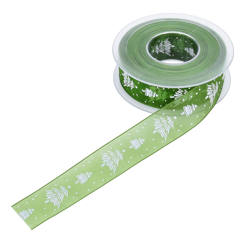 Navidad transfronteriza ribbon decoración de pastel impresa ribbon de árbol de Navidad gaza caja de regalo material ramo