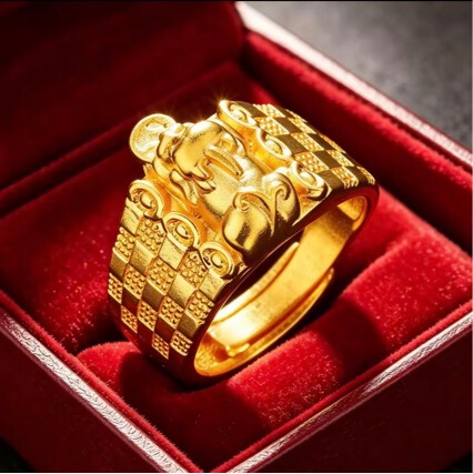 TikTok popular item: Alloy gold-plated Pixiu coin personalized accessory, open alloy men's ring, bold ethnic style ring TikTok popular item: Alloy gold-plated Pixiu coin personalized accessory, open alloy men's ring, bold ethnic style ring