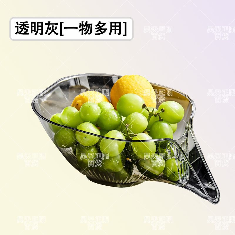 多功能沥水洗米家用洗菜果蔬厨房水果菜篮干湿创意水果盘分离1H|undefined