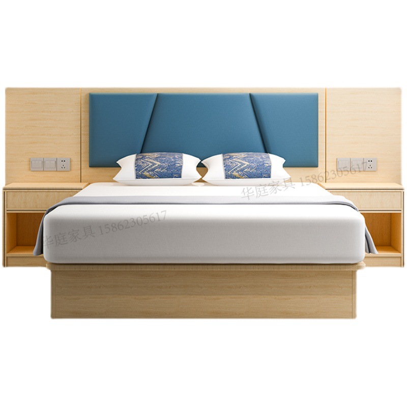 Hotel Bed Hotel Furniture Standard Room Full Set of Single Double Bed Hotel Room Special Bed Solid Wood