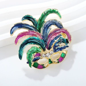 Cross-Border New European and American Classic Venetian Mask Brooch Rhinestone Enamel Oil Painting Women's Clothing Accessories Pin
