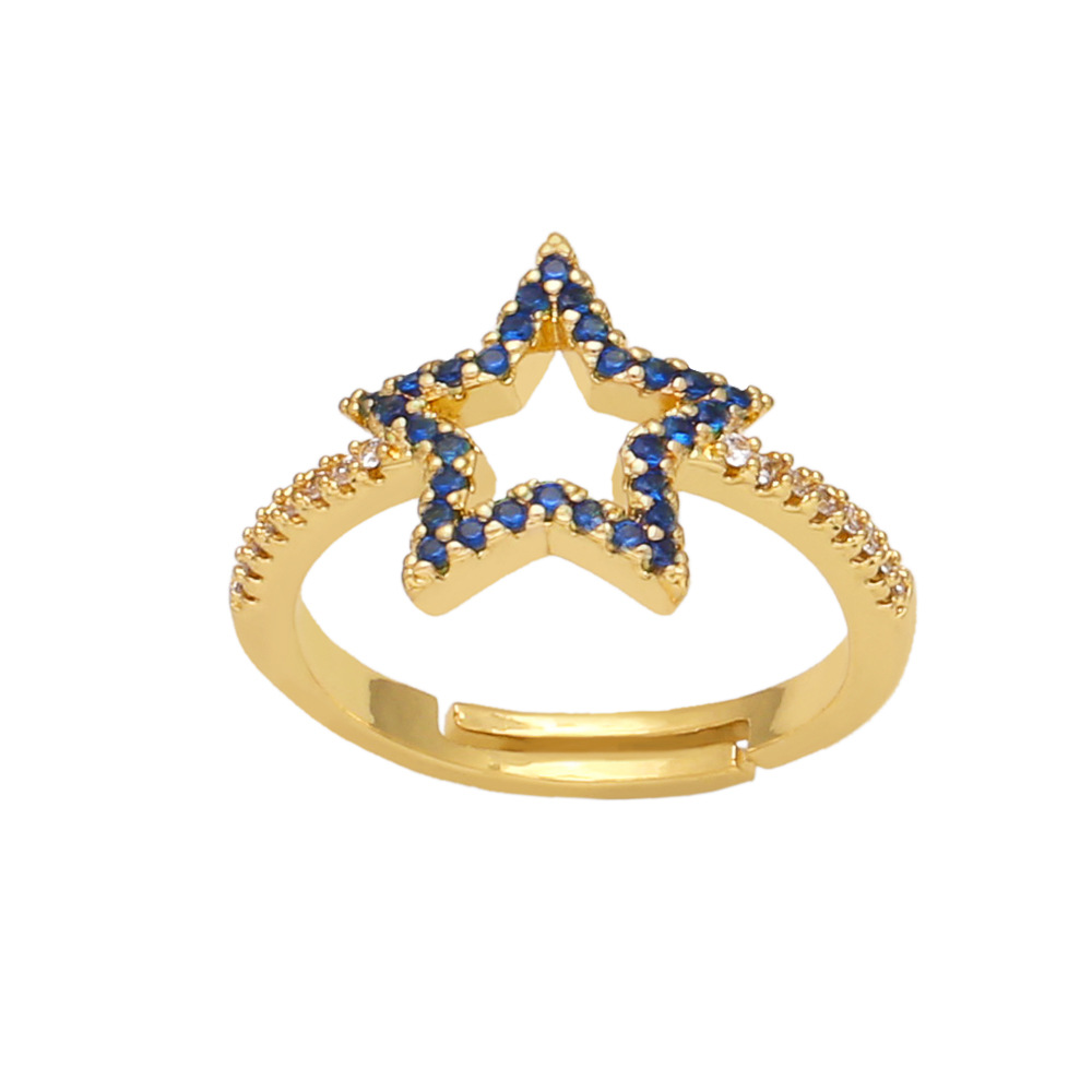 Fashion Star Copper Rings Plating Inlay Zircon Copper Rings