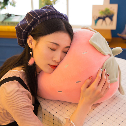 Creative strawberry pillow plush toy down cotton fruit cushion sleeping pillow children's holiday gift for girls