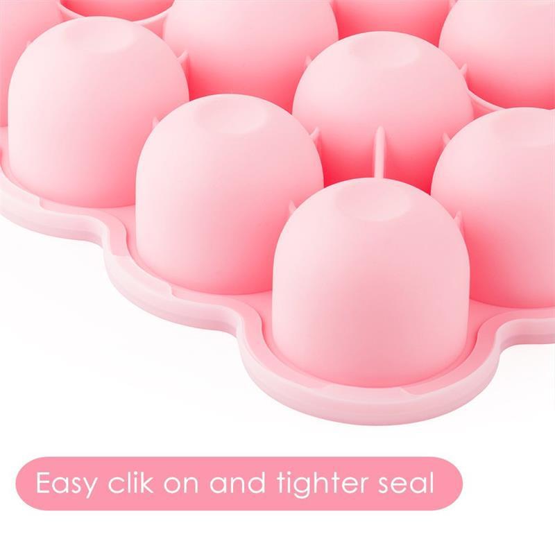 Caja de suplemento de alimentos para bebés Molde de bandeja de hielo de silicona grande Caja de suplemento de alimentos para bebés de silicona de 12 agujeros con tapa Caja de hielo doméstica Venta directa