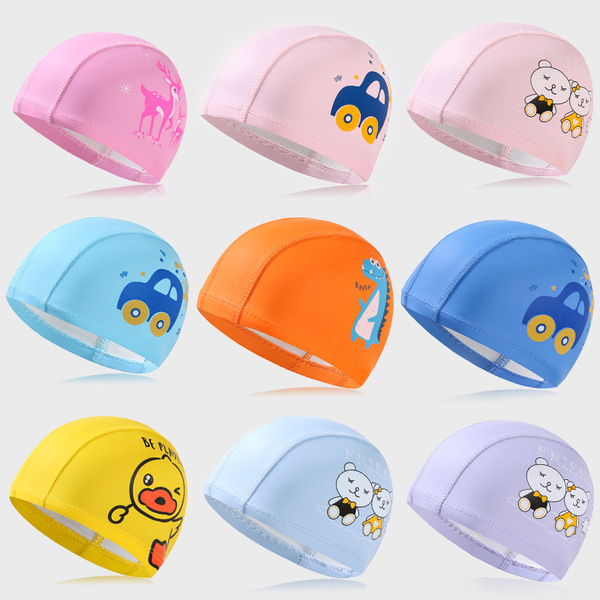 polyurethane waterproof cartoon elastic comfortable swimming cap for…