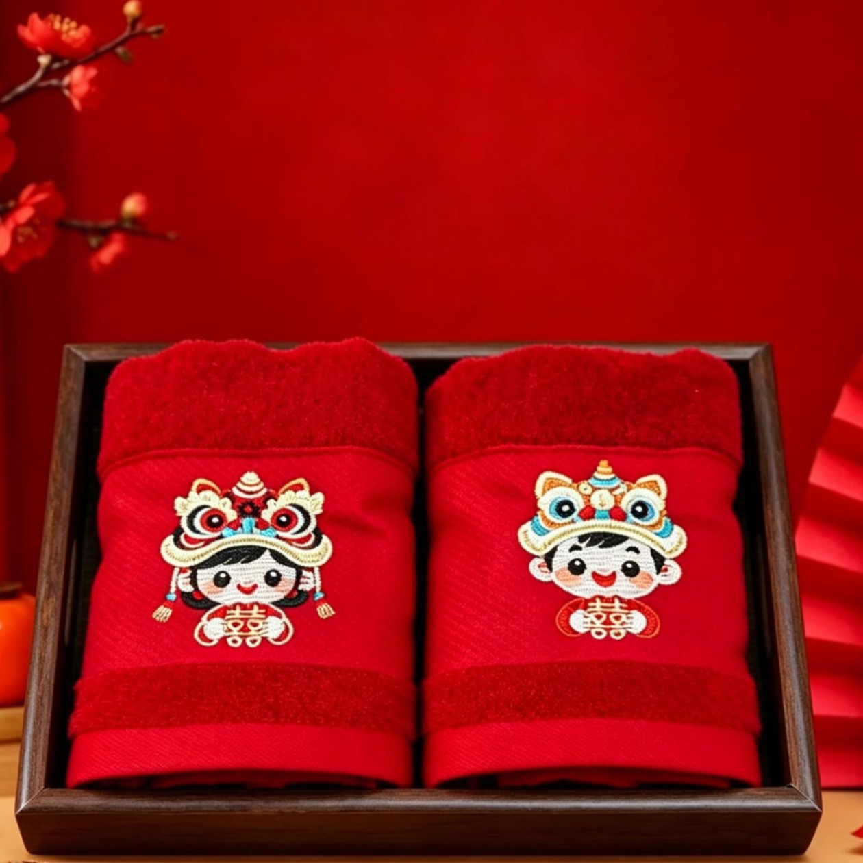 乔迁结婚毛巾酒红色棉毛巾加厚吸水大红礼品婚庆毛巾喜嫁伴手礼