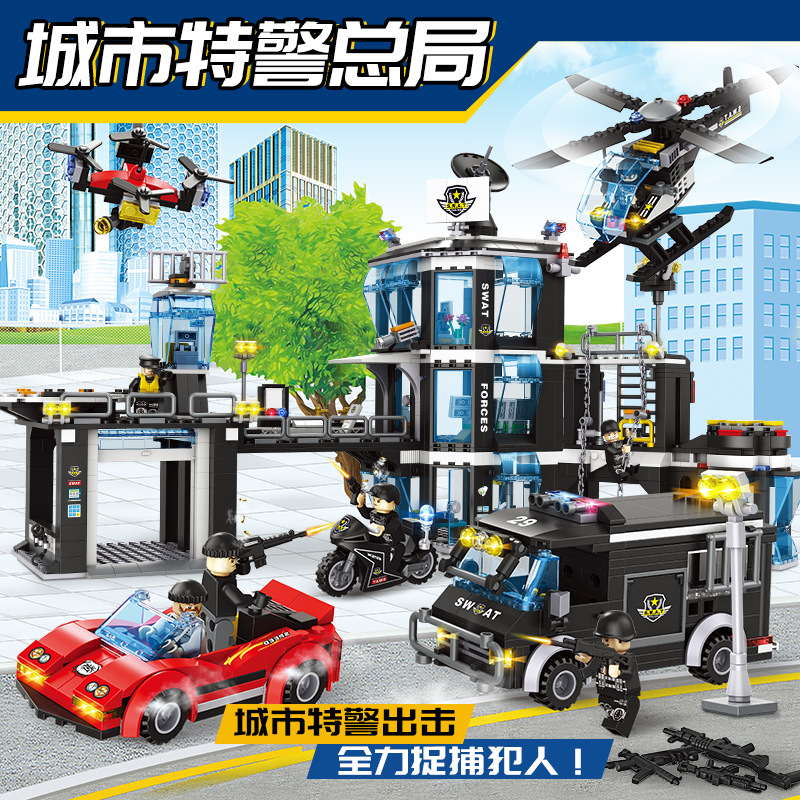 Lego, конструктор, игрушка для мальчиков, мелкие частицы, DIY, дорожная полиция, подарок на день рождения