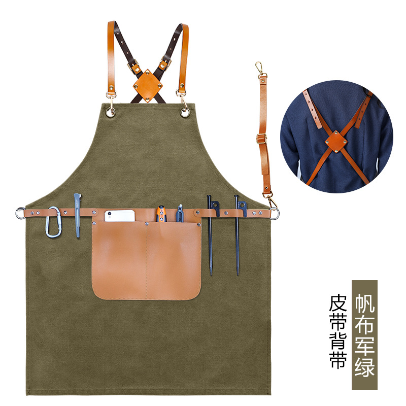 Comercio exterior delantal de lona gruesa logotipo personalizado industria pesada máquina reparación electricista carpintería ropa de trabajo delantal fábrica al por mayor personalizado