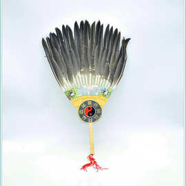 旅游景区工艺扇鹅毛扇带福字孔明扇大号诸葛亮扇子批发羽毛扇