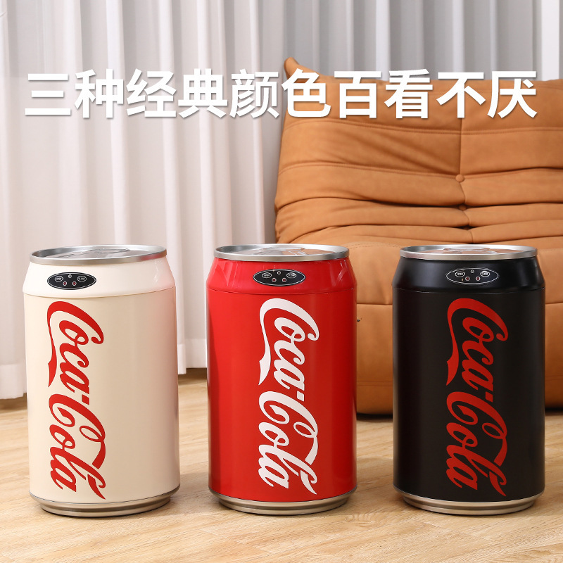 Coca-Cola trash can intelligent induction stainless steel can Net red bucket home living room bedroom large capacity