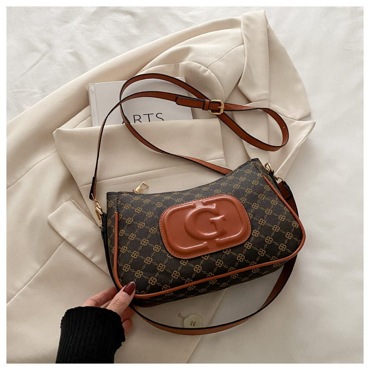Cross-border retro trend small square bag for women, new fashionable printed French small square bag, niche and stylish single-shoulder crossbody bag undefined