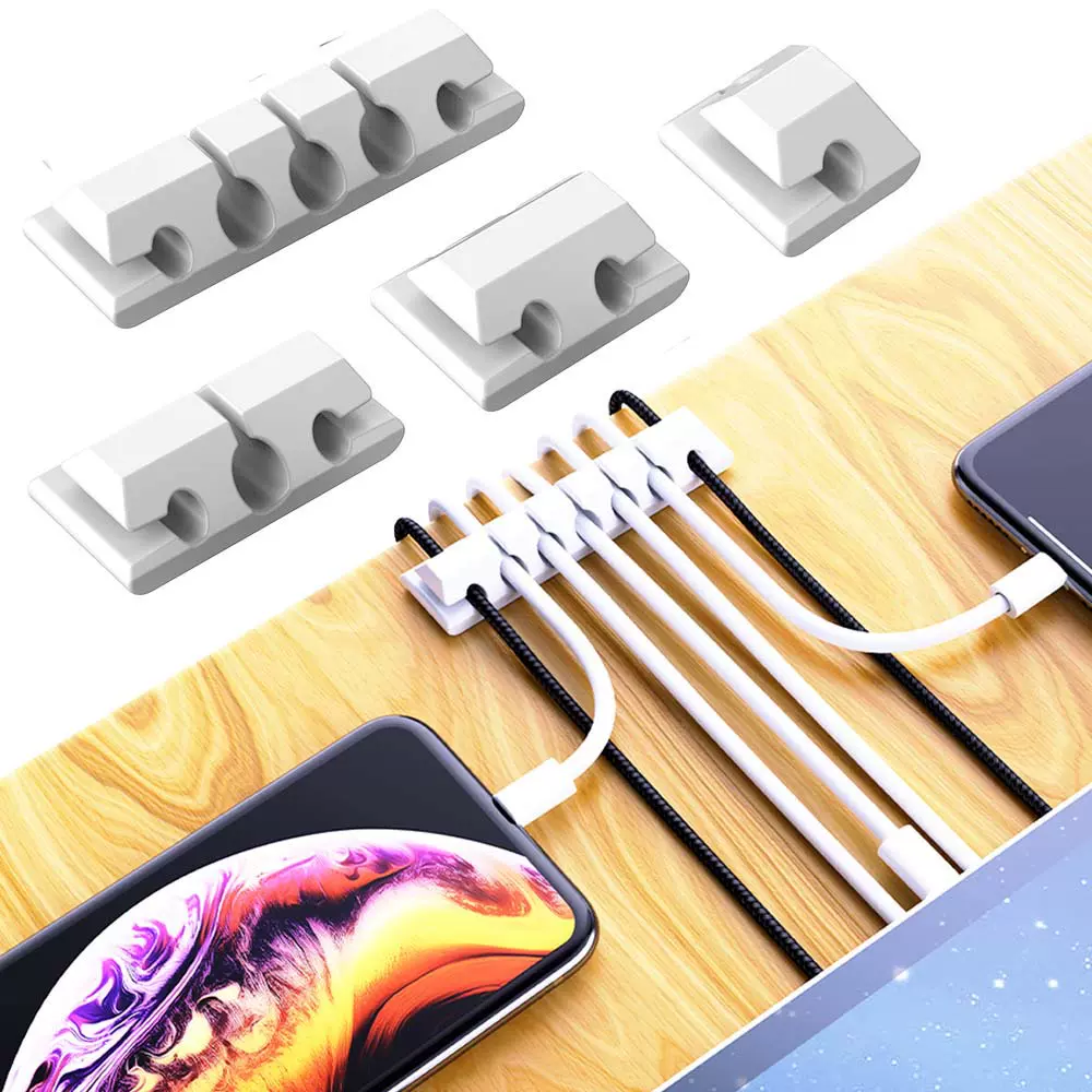 硅胶桌面理线器自粘商务数据线收纳线卡线扣多孔套装简约绕线器