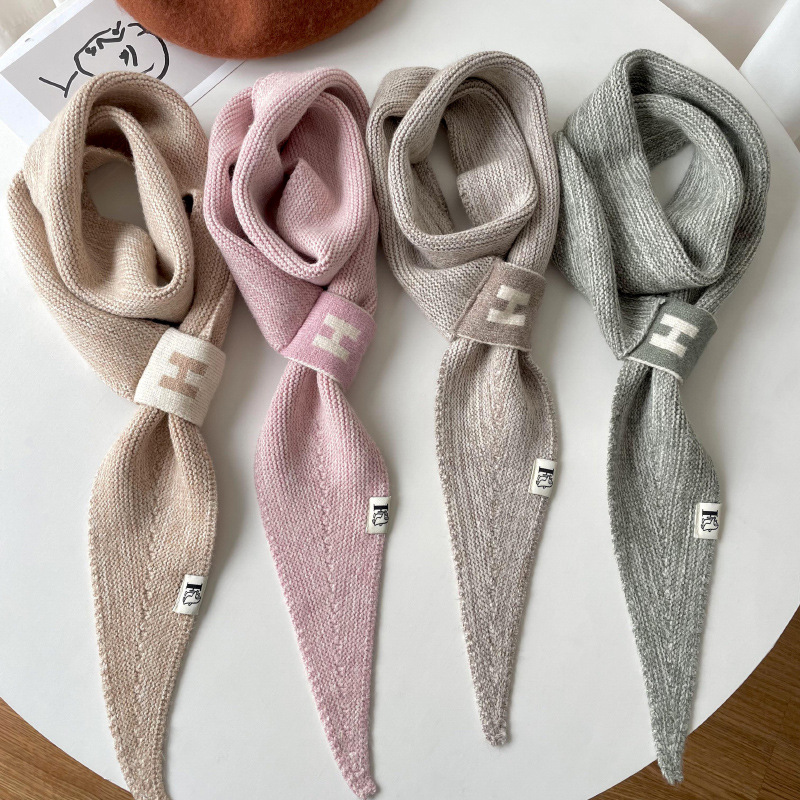 Lana de punto pequeña bufanda para las mujeres otoño e invierno estilo coreano versátil perezoso Cruz engrosada caliente cuello protección bufanda oído toalla