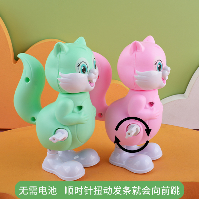 Cadena de salto pequeña ardilla de los niños reloj de juguete pequeño animal de dibujos animados bobinado educativo pequeño regalo puesto al por mayor