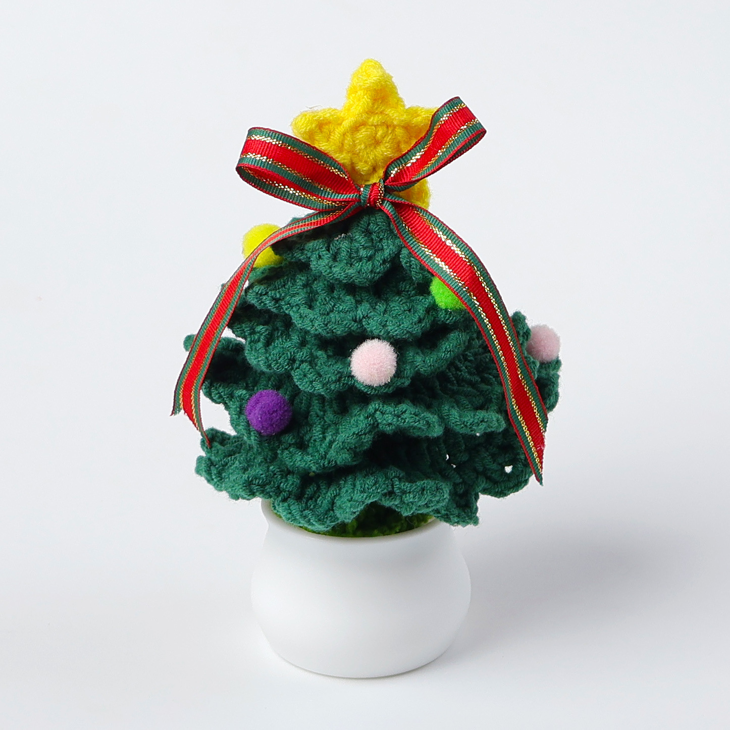 Nieve 5 - (verde oscuro) árbol de Navidad en maceta (color de arco aleatorio)