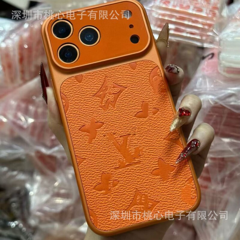 New Orange Color Instantly Transforms into Apple 17 Pro Max Phone Case iPhone 16 Lens Full Cover 16 Pro Luxury Leather X