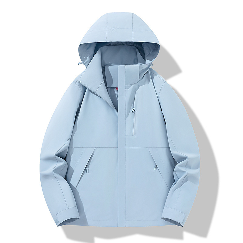 2025新款春秋加网薄款户外单层登山服运动休闲防水情侣帽可卸单衣|undefined