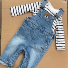 牛仔背带裤套装2024牛仔背吊带裤套装外贸牛仔背带裤婴童尾单