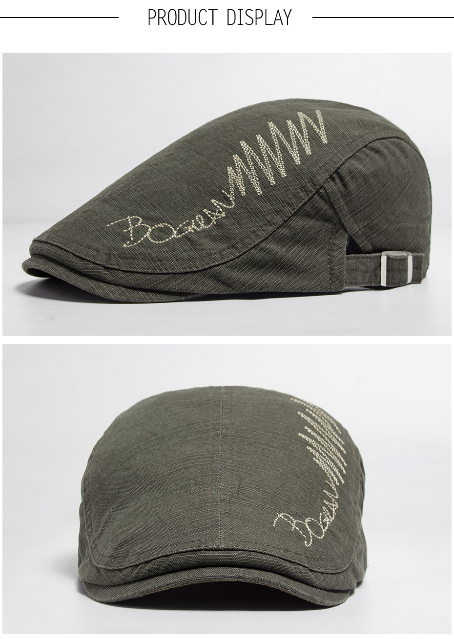New Beret Spring and Autumn Pure Cotton Embroidered Duck Tongue Men's Fashion Casual Forward Hat_voghion.com