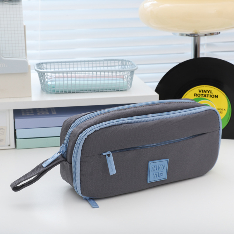 Estuche para lápices multifunción con cremallera Mingyue Tres minimalista, papelería de gran capacidad y alto valor para estudiantes