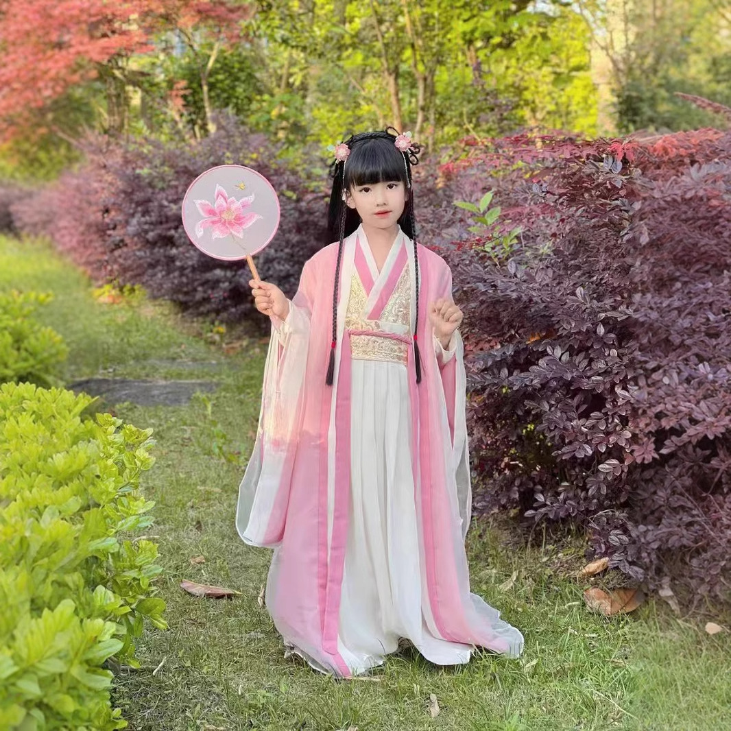 Hanfu Girls' Wei-Jin Style Large-Sleeved Shirt, Children's 2026 New Ancient Costume, Chinese Style Little Girl Tang Suit, Super Fairy-Like Spring and Summer Thin Version