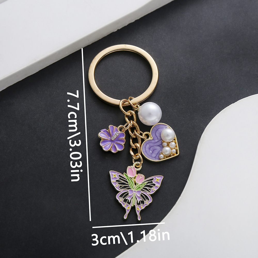 Unisex Gender Lady Simple Style Star Heart Shape Butterfly Zinc Alloy Unisex Keychain