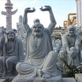 惠安厂家定制 花岗岩石雕十八罗汉雕塑 青石雕佛像人物雕刻坐站像