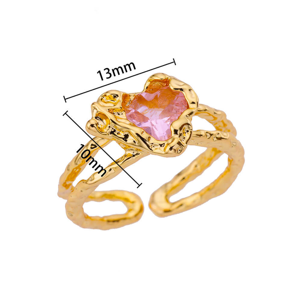 10g Weight Zircon Inlay Material Rings Classification Adjustable Ring Size 1 Piece Quantity Daily Occasion Copper Material Irregular, Heart Shape Pattern All Seasons Season Women's Gender Plating Design Elegant, Simple Style Style Wholesale Jewelry Elegant Simple Style Irregular Heart Shape Copper Zircon Plating Rings 14