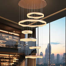 轻奢大吊灯意式极简高端别墅挑空客厅主灯新款环形楼梯大吊灯灯具