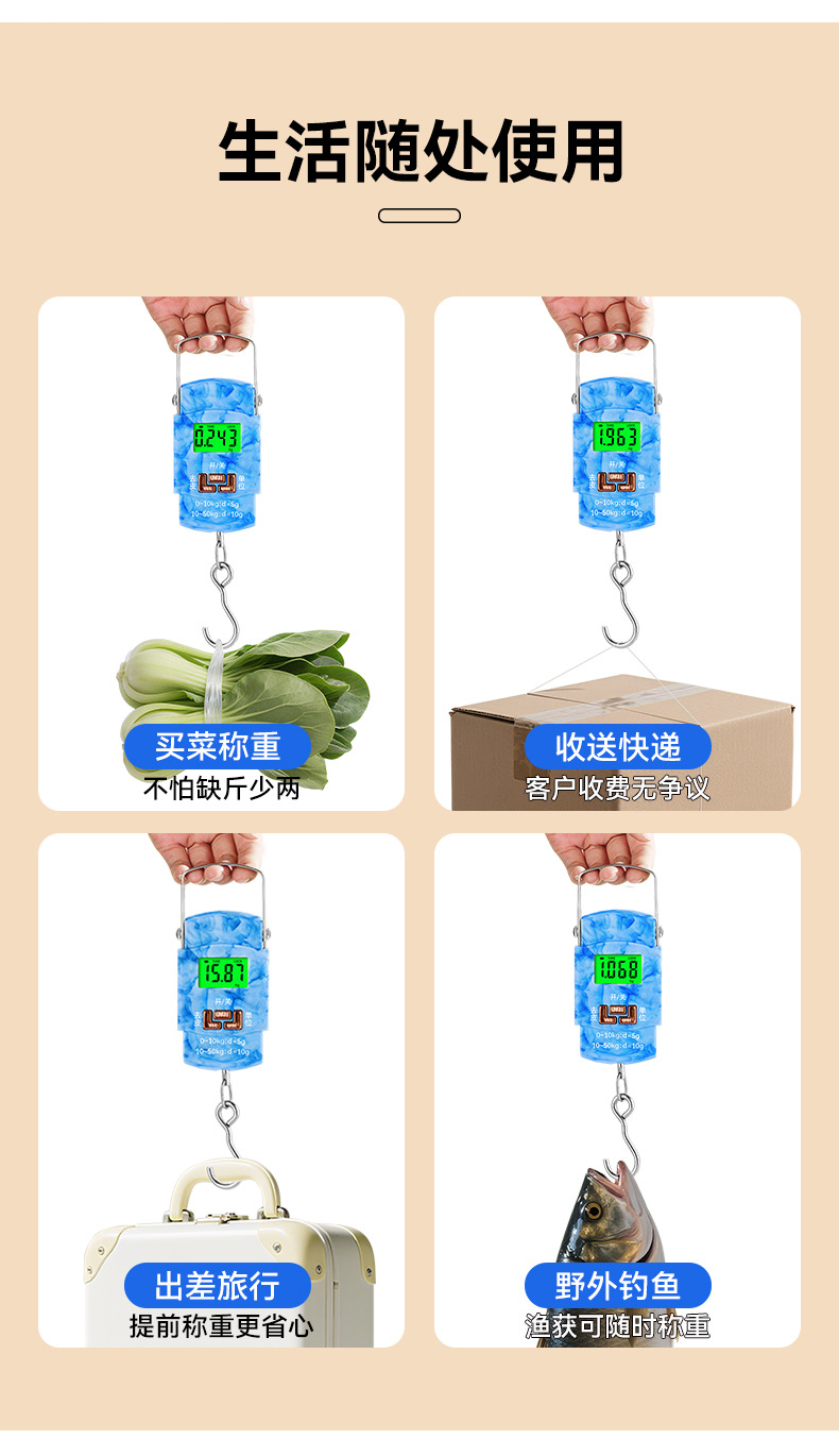High-precision fishing express scale portable hand scale electronic weighing scale gram scale accurate vegetable sales spring hanging scale electronic balance
