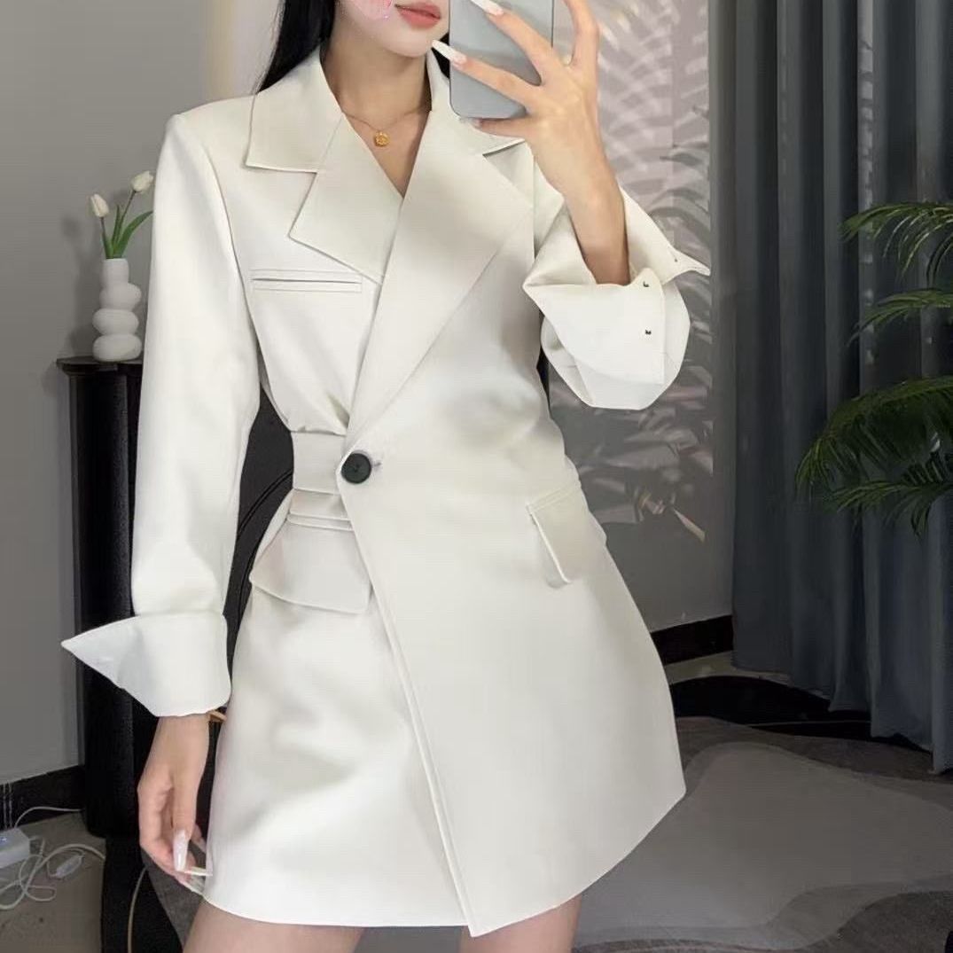 新款西装外套气质新款上档次春秋收腰减龄中长款女