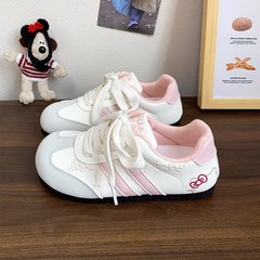丑萌德训板鞋女粉色春季新款chic小众设计圆头学生芭蕾阿甘小白鞋