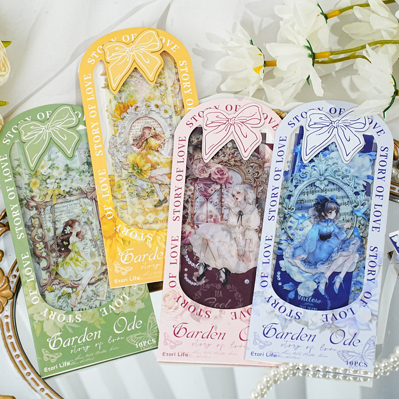 Paquete de pegatinas de pájaros italianos Garden Oda a las flores Anime Material de cuenta de mano Base Adhesivo decorativo Pet Paquete de pegatinas de película de corte