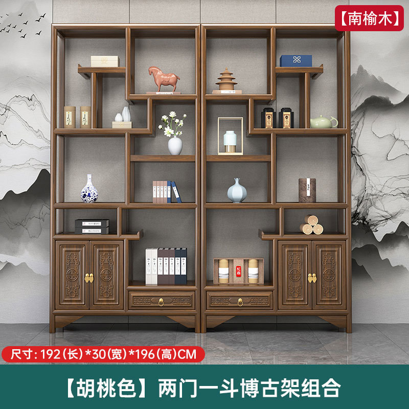 新しい中国風の古物棚無垢材の収納ラックオフィスパーティション装飾品茶缶収納キャビネット玄関キャビネット Duobaoge|undefined
