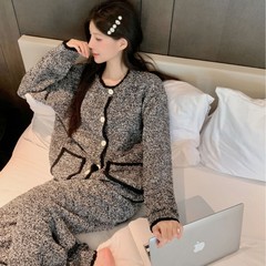 冬季睡衣女时尚高级感开衫半边绒家居服加厚暖网红爆款软绵绵睡衣