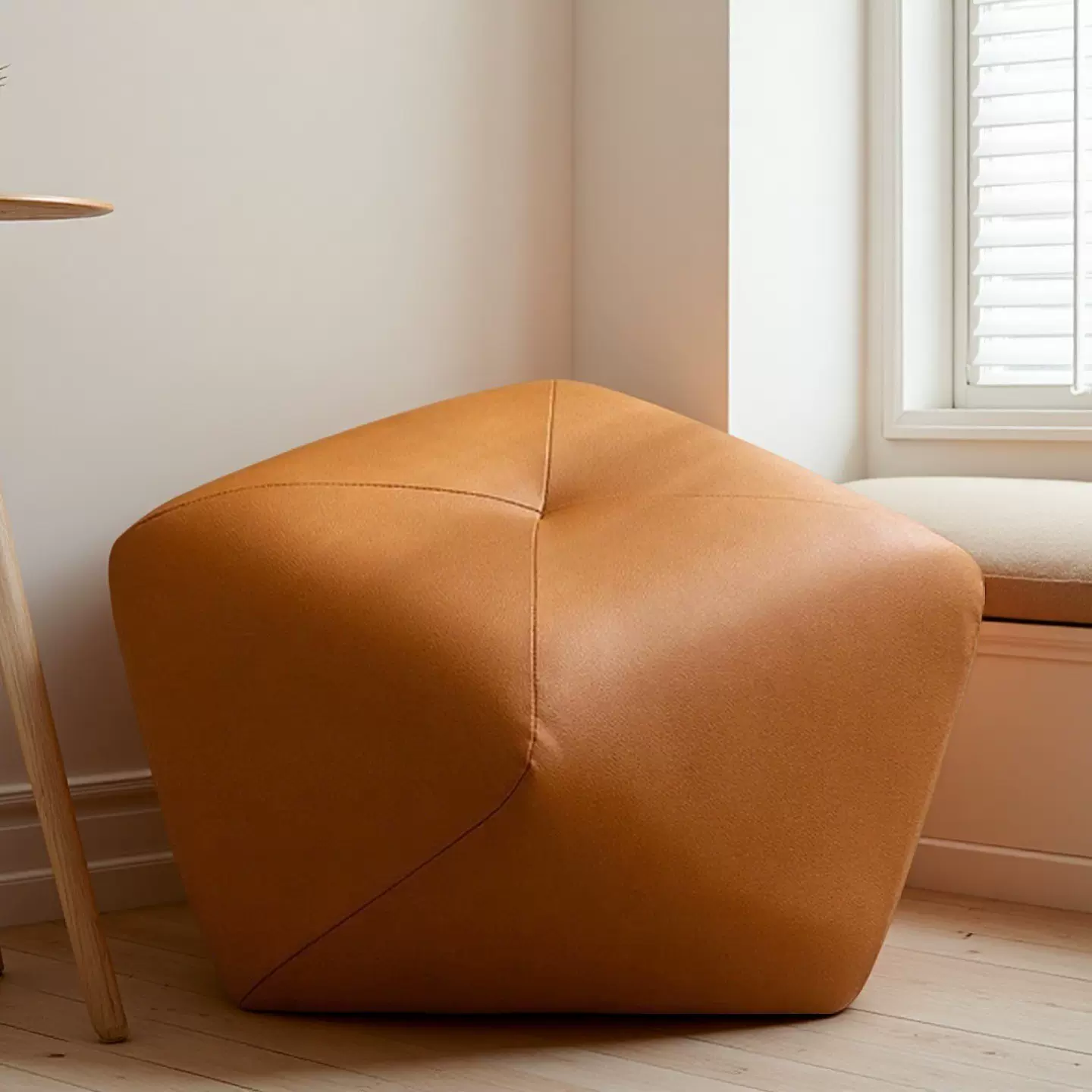 当日发实木入户八角换鞋凳沙发脚踏矮凳轻奢高级感化妆凳茶几凳子