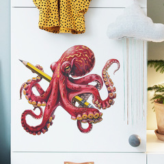 Foreign trade loves learning Octopus Children's Room Bedroom Kindergarten Home Decor Wall Sticker Sticker Self-adhesive Wholesale Cross-border