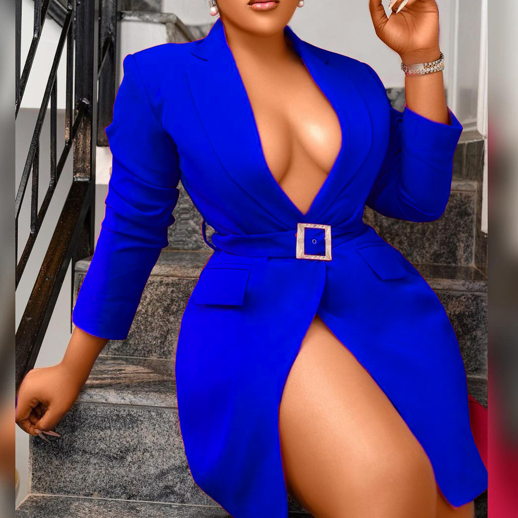 Bodycon Business Suit Dress Tailored Fit Notched Lapel Long Sleeve Plus Size Spring Autumn Wear Wholesale