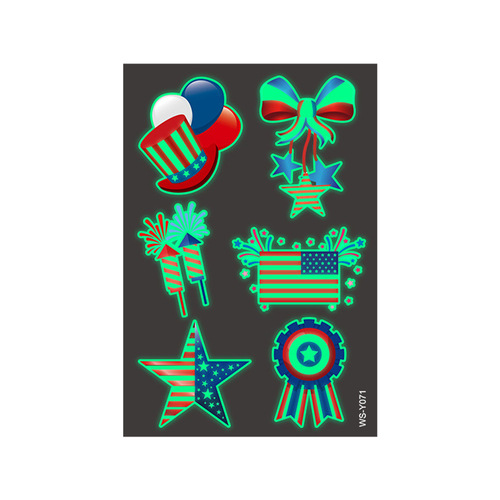 Flag Glow-in-the-Dark Tattoo Sticker Independence Day Party Supply Waterproof Sweatproof Temporary Face Sticker