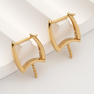 18K Gold Ear Hook Accessories, Elegant Upper Body, Classic Design Style, K Gold Thick Gold Earrings, Can Be Matched with 8mm Beads