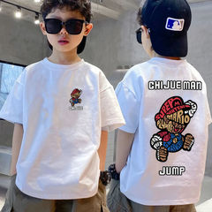 Children's T-shirt 2023 Summer Korean Version New Short Sleeve for Big and Small Children Pure Cotton Cartoon Trendy Top for Boys Short Sleeve