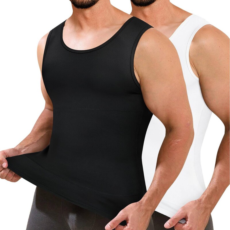 Cross-Border Hot Selling Men's Body Shaping Tops Slimming Body Shaping Vests Compression Shirts Sports Vests Waist Tops Wholesale