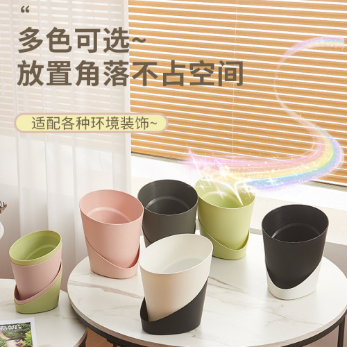 Heat-Resistant Flower Pot with Root-Control Design, Including Tray—Breathable, Self-Watering Planter for Monstera and Phalaenopsis Orchids, Resin Outer Pot