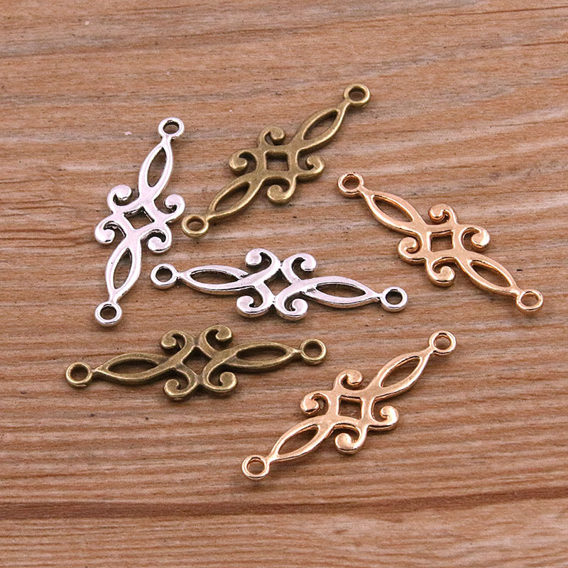 1 Piece 3 Colors 9*29mm DIY Alloy Jewelry Accessories Cut Out Asymmetrical Graphic Connector Charm