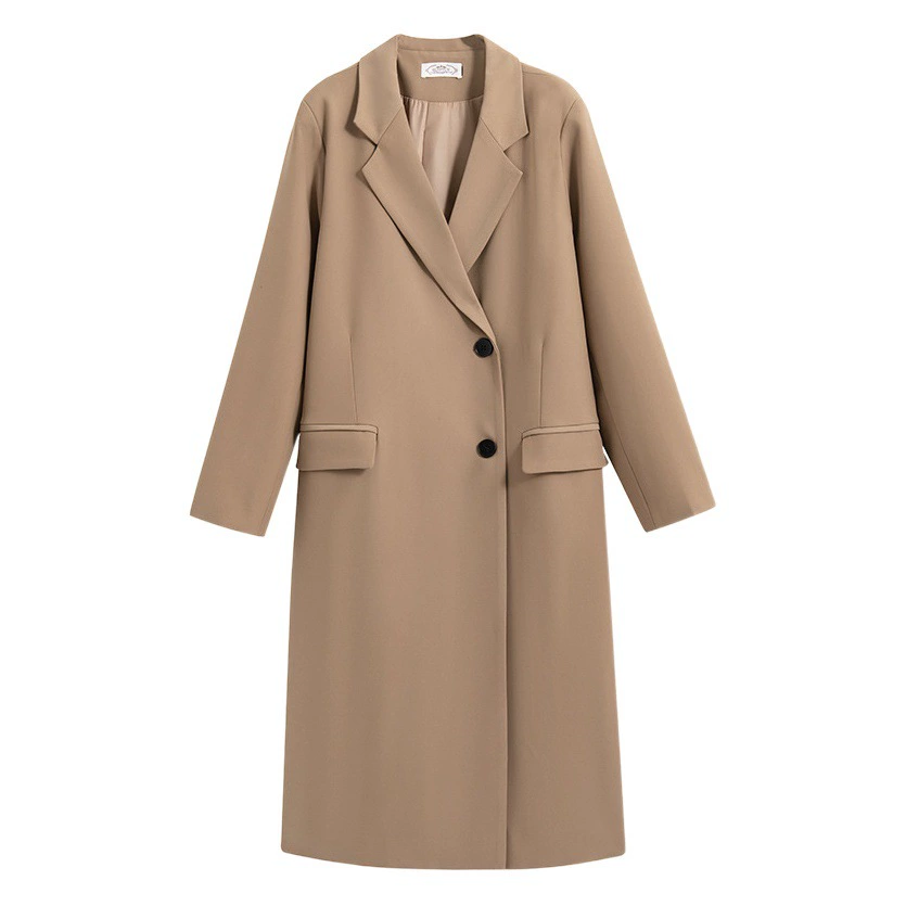 2024 весна и осень, новый высококачественный длинный пиджак больших размеров, Женский Тренч выше колена с драпировкой для пухленьких девушек 92189