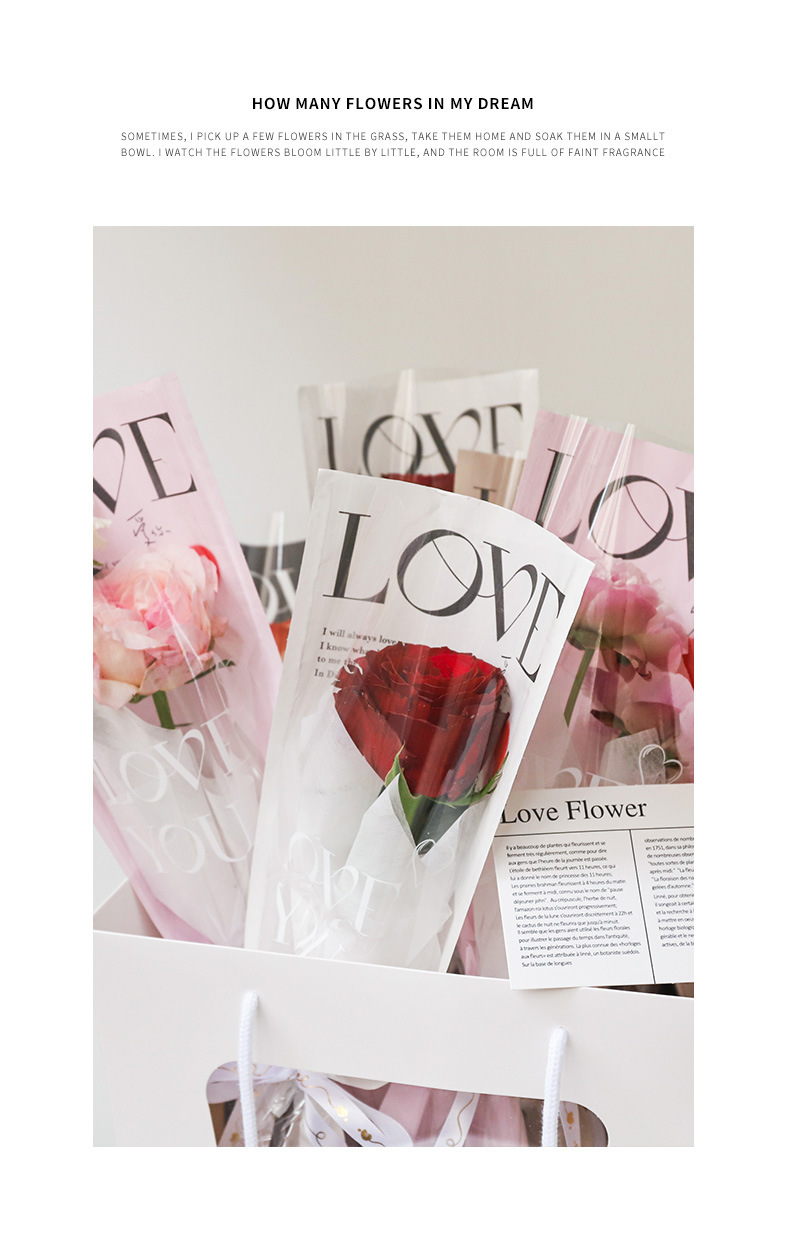 Romantique Lettre Plastique Fête Emballage De Fleur Fournitures De Fête Fournitures D'emballage Cadeau 20 Morceaux display picture 4